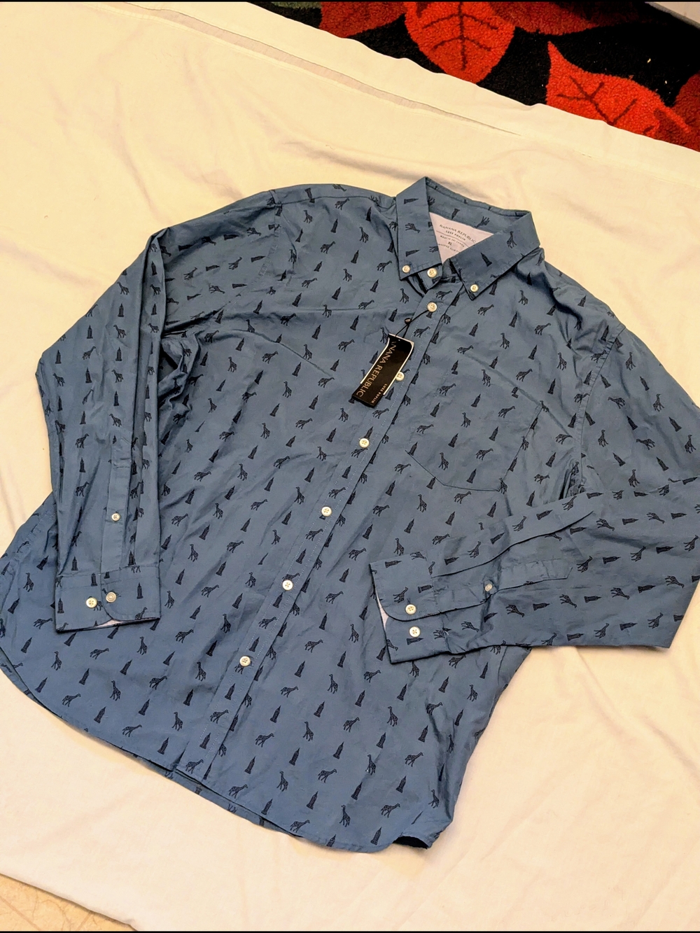 NEW Banana Republic Shirt Men XL Blue Luxe Poplin Untucked Slim Fit Button Up